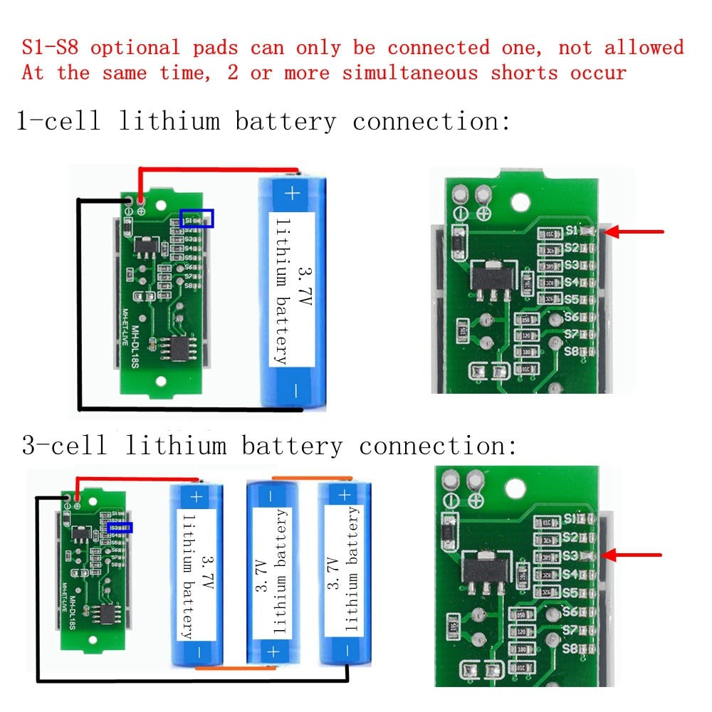 1S 2S 3S 4S Single 3.7V Lithium Battery Capacity Indicator Module, 4.2V Blue Screen Li-Ion Power Tester, Voltage Display for DIY Projects, Electric Scooter, E-bike, and Power Banks